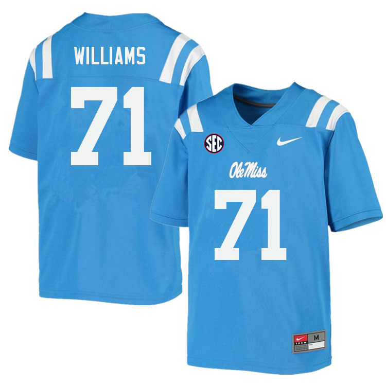Jayden Williams Ole Miss Rebels NCAA Men's Powder Blue #71 Stitched Limited College Football Jersey FCI1058IR